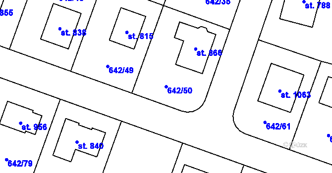 Parcela st. 642/50 v KÚ Bašť, Katastrální mapa