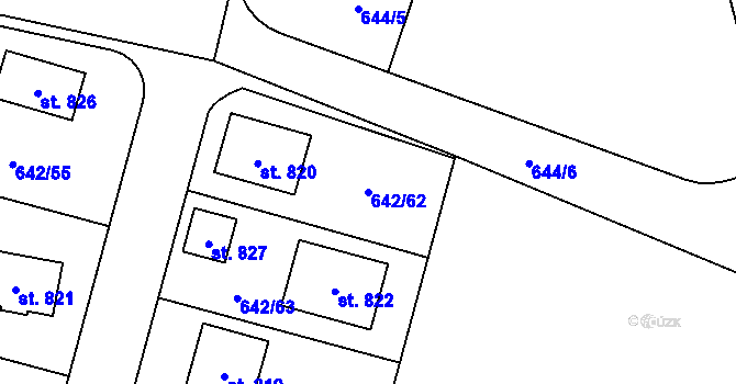 Parcela st. 642/62 v KÚ Bašť, Katastrální mapa