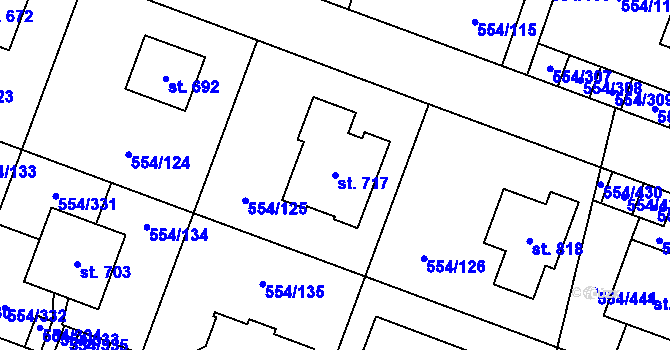 Parcela st. 717 v KÚ Bašť, Katastrální mapa