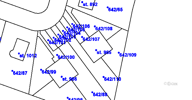 Parcela st. 965 v KÚ Bašť, Katastrální mapa