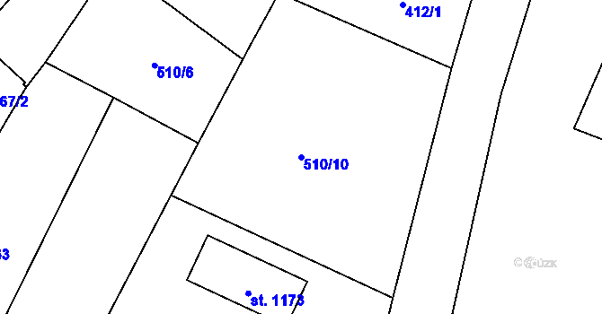Parcela st. 510/10 v KÚ Bašť, Katastrální mapa