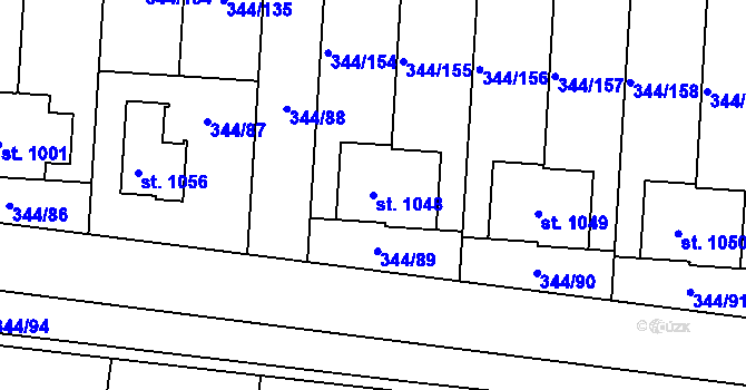 Parcela st. 1048 v KÚ Bašť, Katastrální mapa