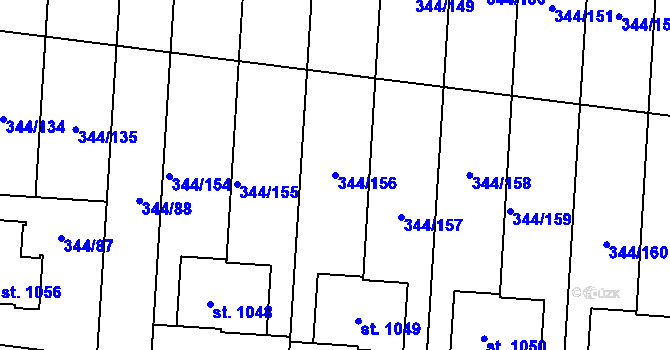 Parcela st. 344/156 v KÚ Bašť, Katastrální mapa