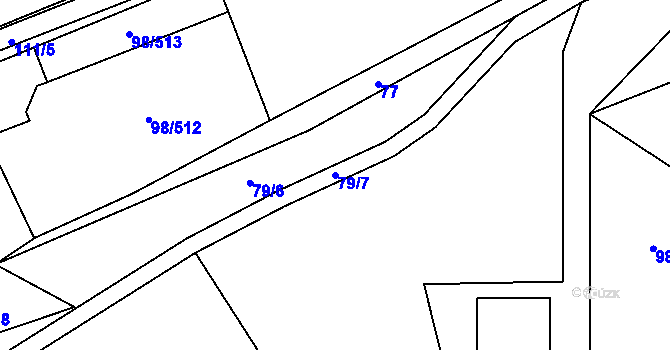 Parcela st. 79/7 v KÚ Bašť, Katastrální mapa