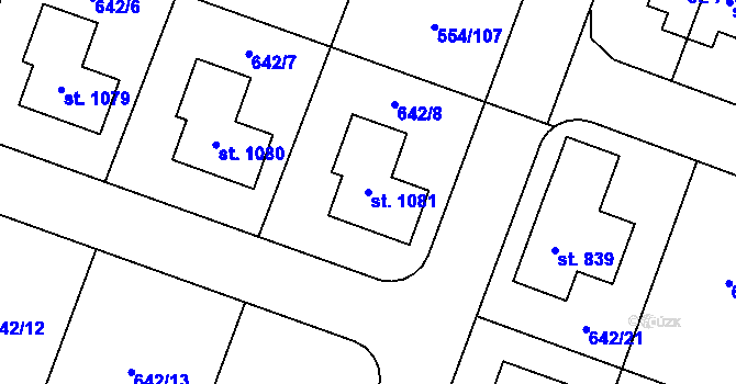 Parcela st. 1081 v KÚ Bašť, Katastrální mapa
