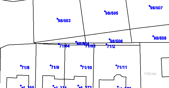 Parcela st. 71/65 v KÚ Bašť, Katastrální mapa