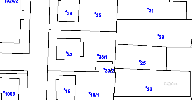 Parcela st. 33 v KÚ Batelov, Katastrální mapa