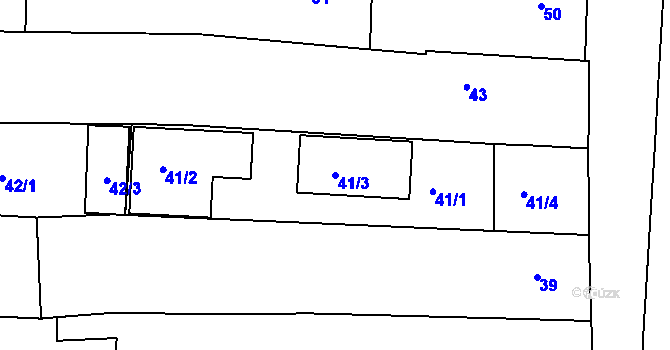 Parcela st. 41/3 v KÚ Batelov, Katastrální mapa