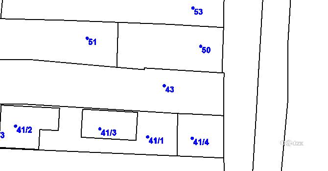 Parcela st. 43 v KÚ Batelov, Katastrální mapa