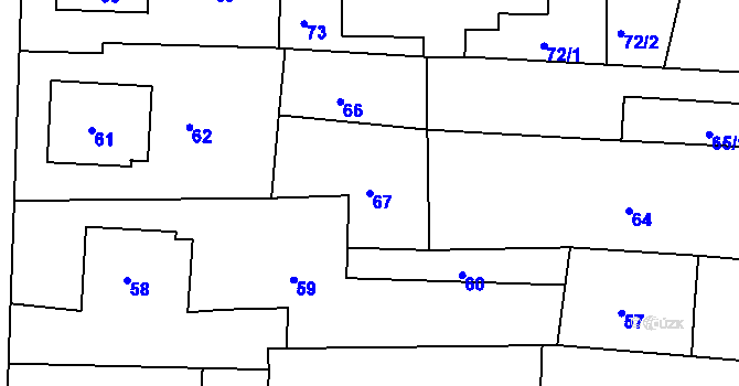 Parcela st. 67 v KÚ Batelov, Katastrální mapa