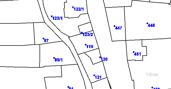 Parcela st. 119 v KÚ Batelov, Katastrální mapa