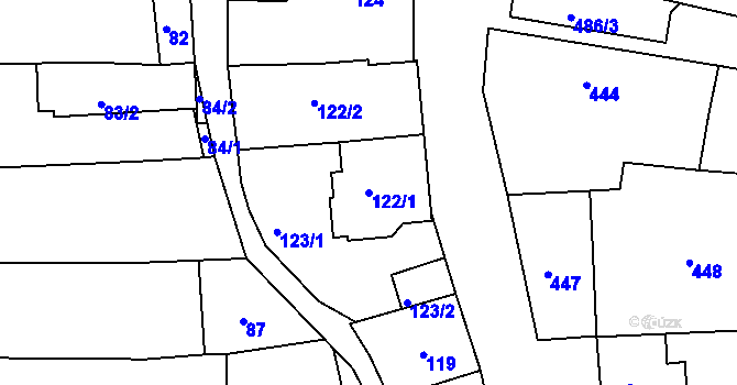 Parcela st. 122/1 v KÚ Batelov, Katastrální mapa