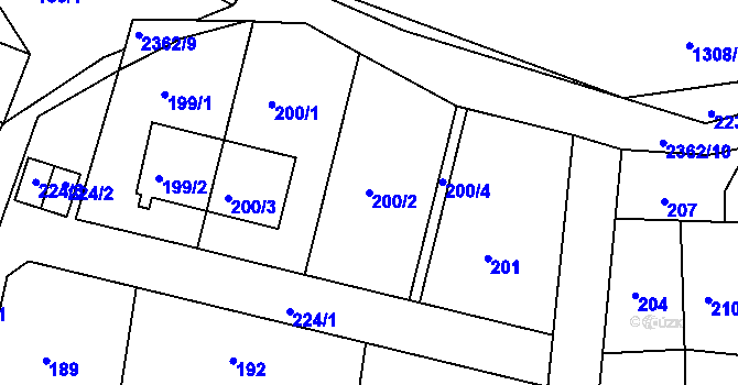 Parcela st. 200/2 v KÚ Batelov, Katastrální mapa