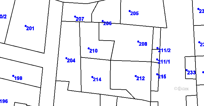 Parcela st. 209 v KÚ Batelov, Katastrální mapa