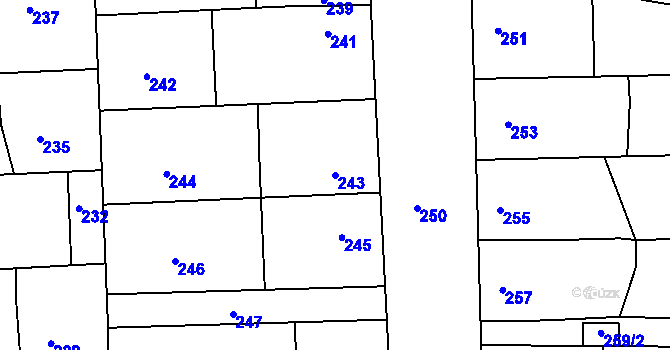 Parcela st. 243 v KÚ Batelov, Katastrální mapa