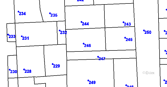 Parcela st. 246 v KÚ Batelov, Katastrální mapa