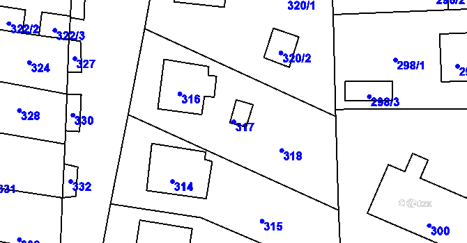 Parcela st. 317 v KÚ Batelov, Katastrální mapa