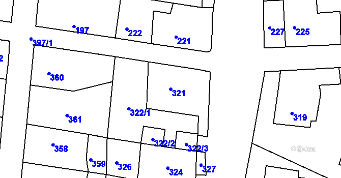 Parcela st. 321 v KÚ Batelov, Katastrální mapa