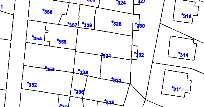 Parcela st. 331 v KÚ Batelov, Katastrální mapa