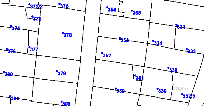 Parcela st. 352 v KÚ Batelov, Katastrální mapa