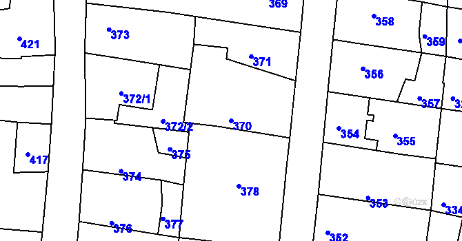 Parcela st. 370 v KÚ Batelov, Katastrální mapa