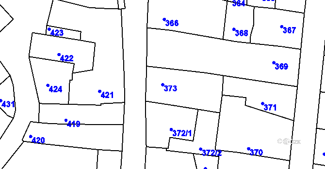 Parcela st. 373 v KÚ Batelov, Katastrální mapa