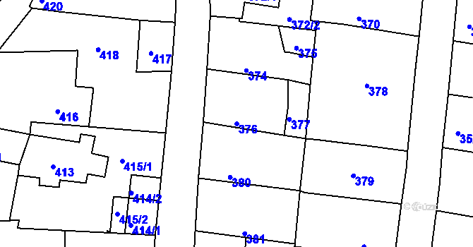 Parcela st. 376 v KÚ Batelov, Katastrální mapa