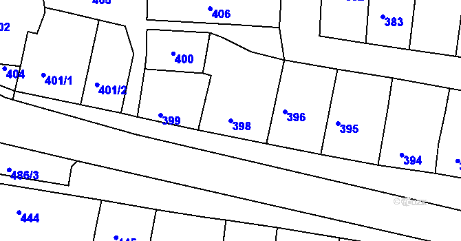 Parcela st. 398 v KÚ Batelov, Katastrální mapa
