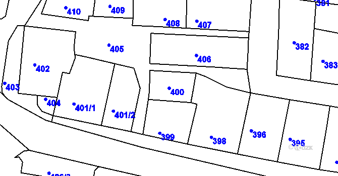 Parcela st. 400 v KÚ Batelov, Katastrální mapa