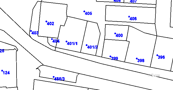 Parcela st. 401/2 v KÚ Batelov, Katastrální mapa