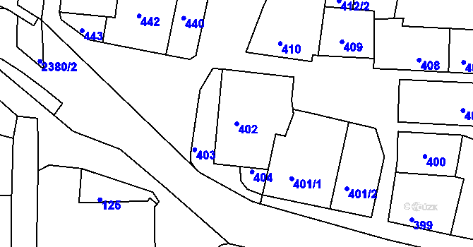 Parcela st. 402 v KÚ Batelov, Katastrální mapa