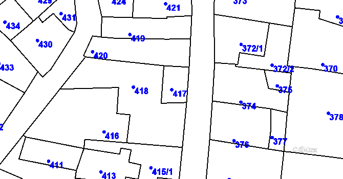 Parcela st. 417 v KÚ Batelov, Katastrální mapa