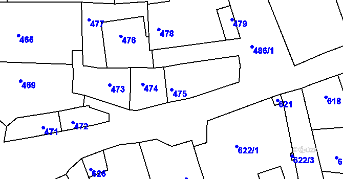 Parcela st. 475 v KÚ Batelov, Katastrální mapa