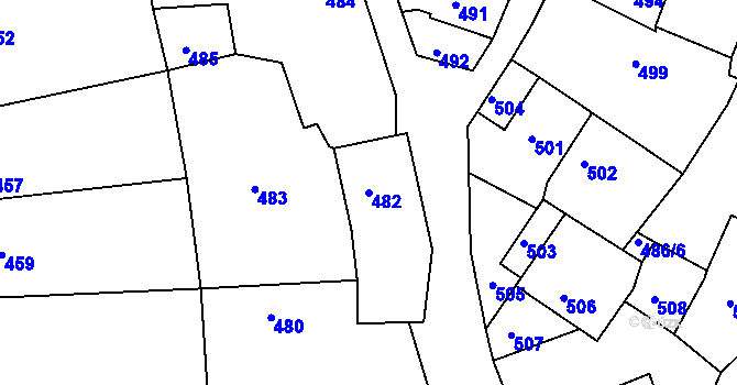 Parcela st. 482 v KÚ Batelov, Katastrální mapa