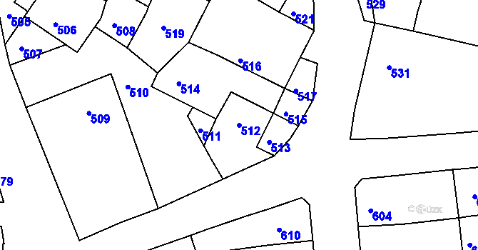 Parcela st. 512 v KÚ Batelov, Katastrální mapa