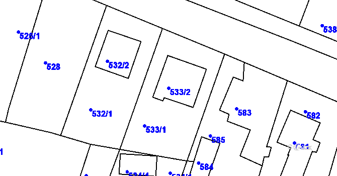 Parcela st. 533/2 v KÚ Batelov, Katastrální mapa