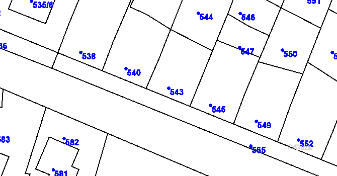 Parcela st. 543 v KÚ Batelov, Katastrální mapa