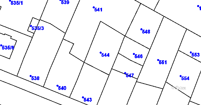 Parcela st. 544 v KÚ Batelov, Katastrální mapa