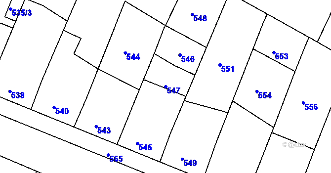 Parcela st. 547 v KÚ Batelov, Katastrální mapa