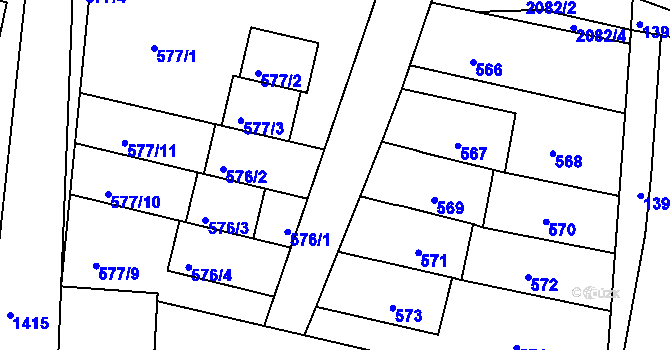 Parcela st. 575 v KÚ Batelov, Katastrální mapa