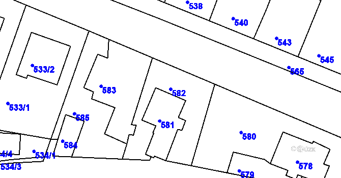 Parcela st. 582 v KÚ Batelov, Katastrální mapa