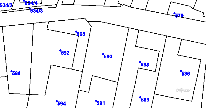 Parcela st. 590 v KÚ Batelov, Katastrální mapa