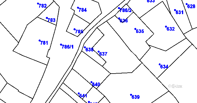 Parcela st. 637 v KÚ Batelov, Katastrální mapa