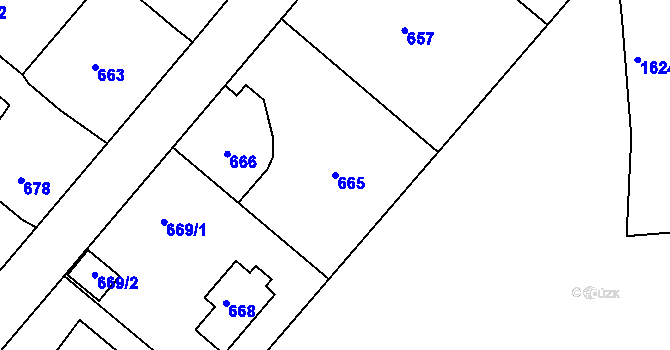 Parcela st. 665 v KÚ Batelov, Katastrální mapa