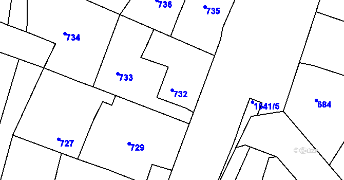 Parcela st. 732 v KÚ Batelov, Katastrální mapa