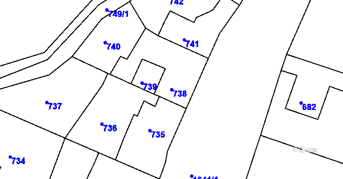 Parcela st. 738 v KÚ Batelov, Katastrální mapa