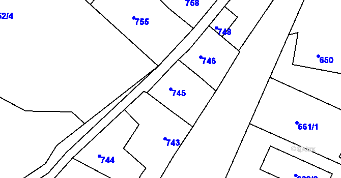 Parcela st. 745 v KÚ Batelov, Katastrální mapa