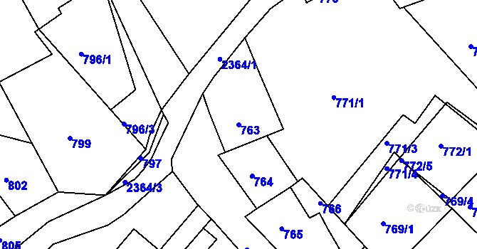 Parcela st. 763 v KÚ Batelov, Katastrální mapa