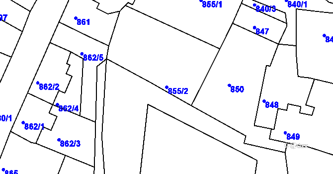 Parcela st. 855/2 v KÚ Batelov, Katastrální mapa