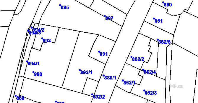 Parcela st. 891 v KÚ Batelov, Katastrální mapa